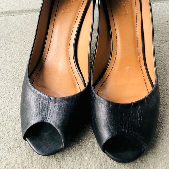 Zilian Leather Peep-Toe Pumps - Picture 3 of 6